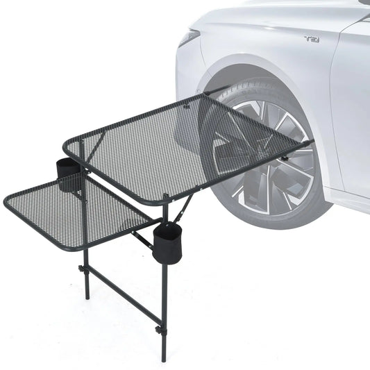 Aluminum Tailgate Table With Cupholders Adjustable Height