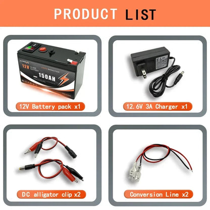 12V 150Ah Lithium  LiFeP04 Battery for Solar Charging