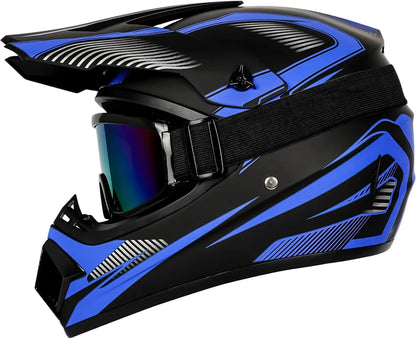 Youth Dirt Bike Helmet Set with Gloves, Goggles,