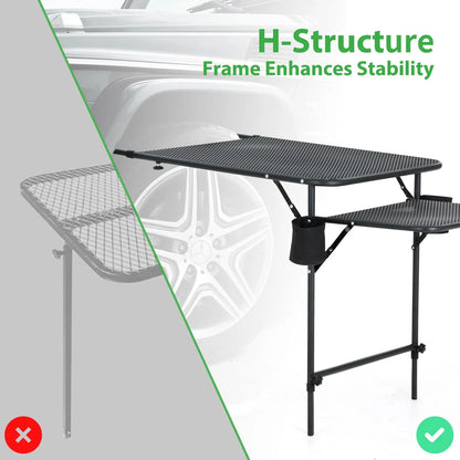Aluminum Tailgate Table With Cupholders Adjustable Height