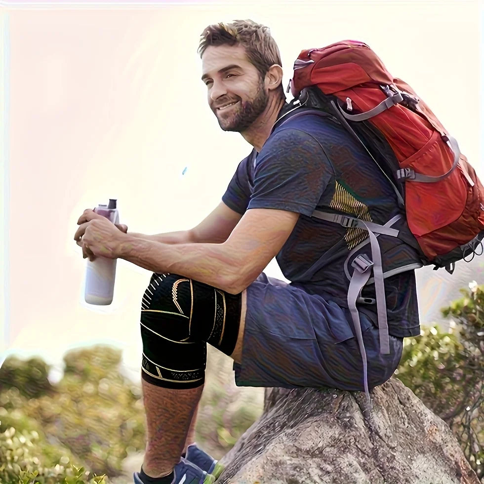 Copper Knee Sleeves With Two Straps For Sports, For Men And Women, For Running, Climbing Mountains, Fitness And Basketball