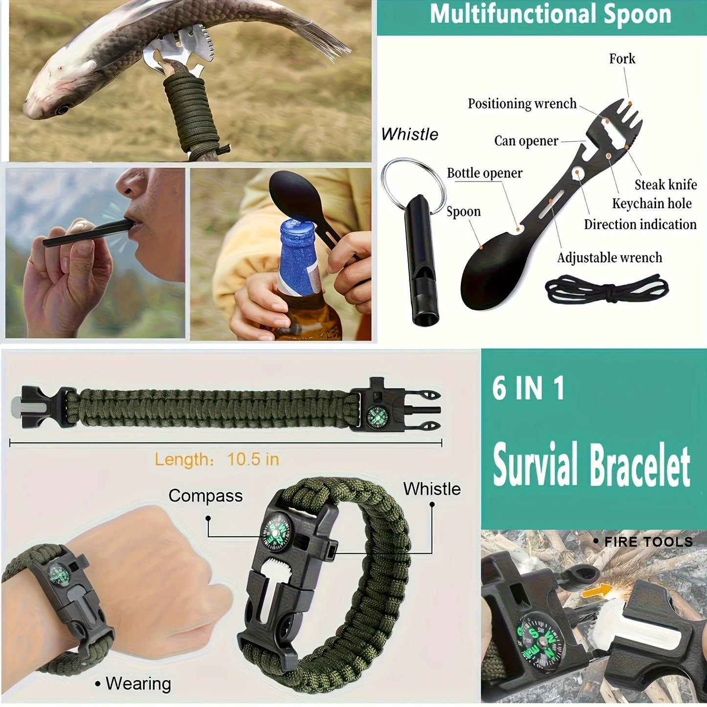 Ultimate Survival Gear Kit, 20-in-1  First Aid