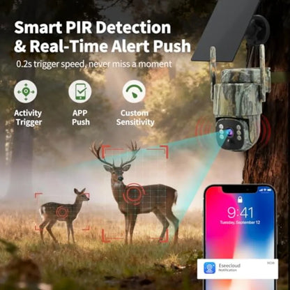 4G LTE cellular trail camera 2 pack , solar-powered ABS plastic body, black, 2K live streaming with 360