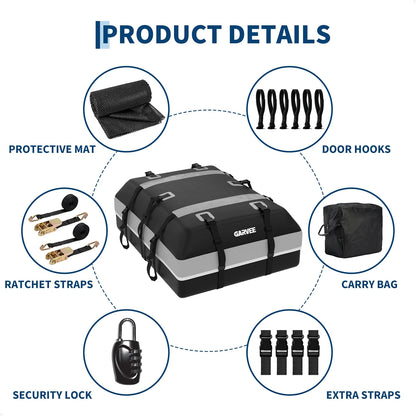21 Cubic Feet Waterproof Car Rooftop Cargo Carrier Bag Soft Shell Roof