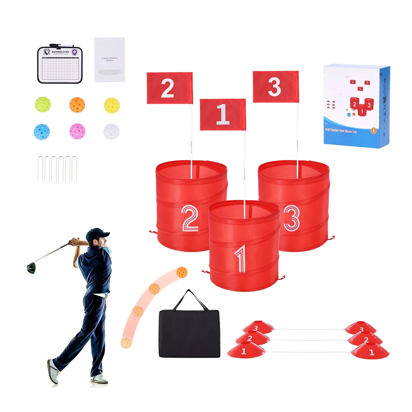 Backyard Golf Game Portable Bucket Chipping Games