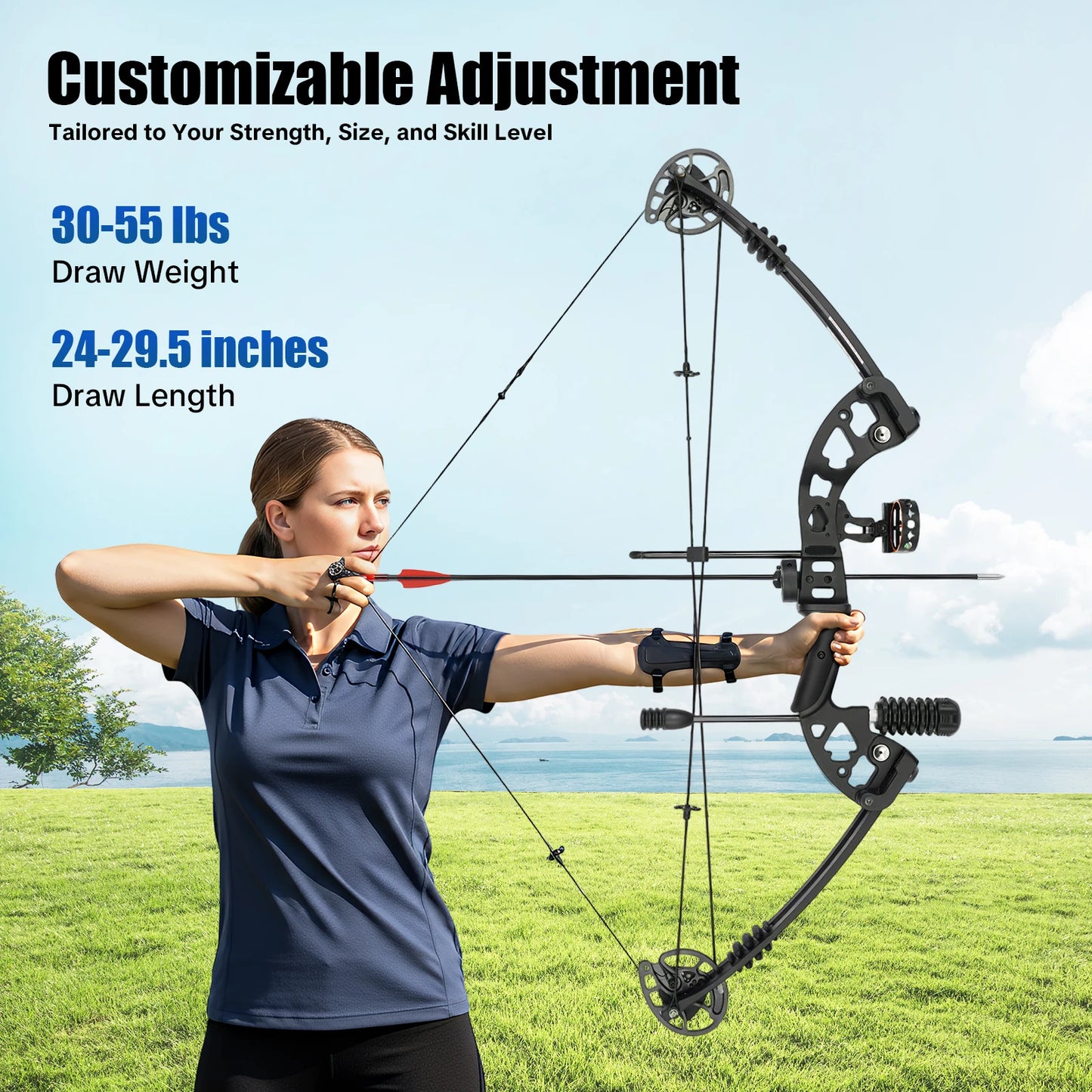 Compound Bow Arrow Set 30-55lb Adjustable Draw