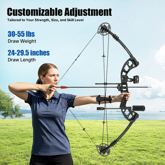 Compound Bow Arrow Set 30-55lb Adjustable Draw