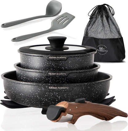 Removable Handle Induction Pots and Pans Set -10 piece