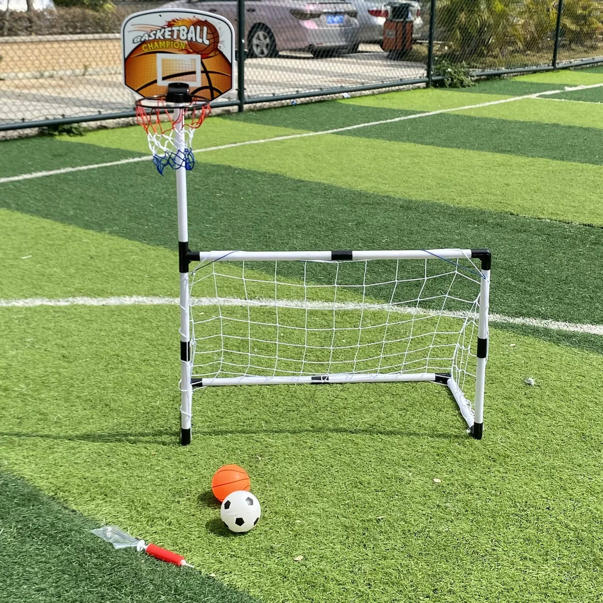 Kids 2-in-1 Soccer & Basketball Goal Set