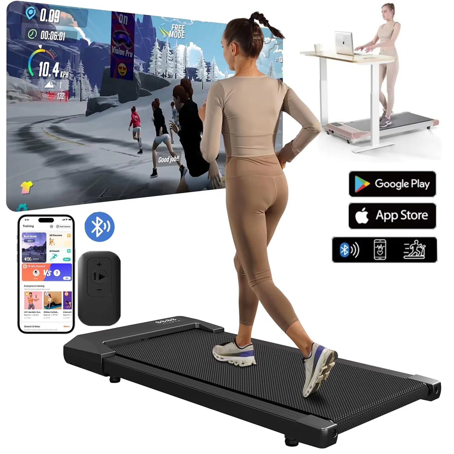 300lbs Treadmill for Home 2.5HP  2in1 Walking Running Fitness Machine