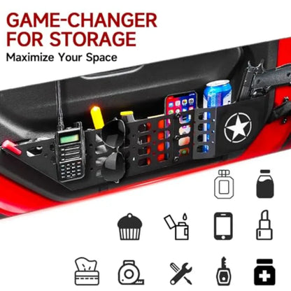 Metal Front Door Pocket Storage Box For Wrangler Door Pocket for Wrangler JL/JLU 4XE 2018-2025 and Gladiator JT (2020-2025