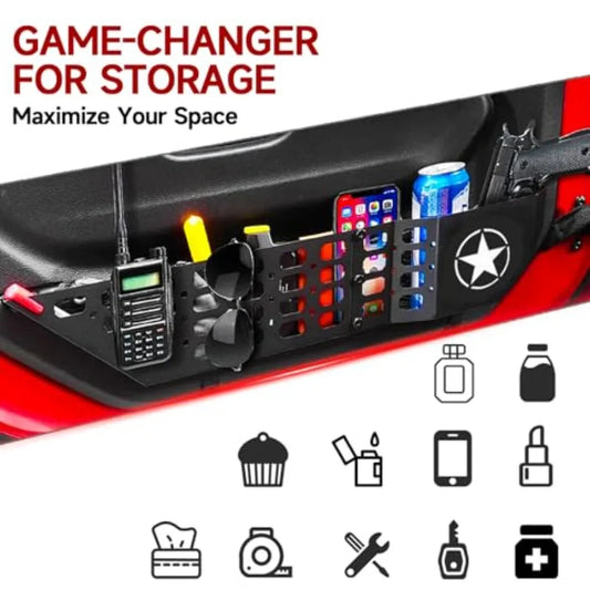 Metal Front Door Pocket Storage Box For Wrangler Door Pocket for Wrangler JL/JLU 4XE 2018-2025 and Gladiator JT (2020-2025