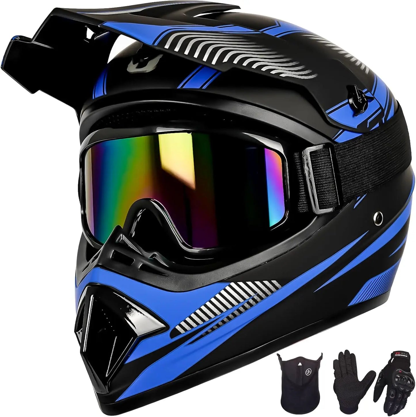 Youth Dirt Bike Helmet Set with Gloves, Goggles,
