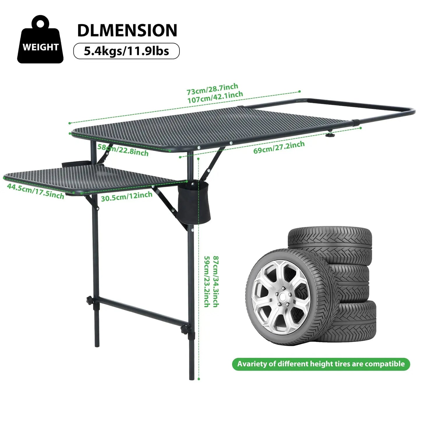 Aluminum Tailgate Table With Cupholders Adjustable Height