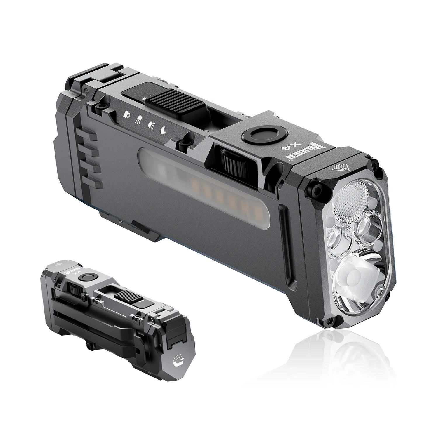 Flat Flashlight with RGB Light, 1500 Lumens Mini Flashlight with Tactical Switch and Magnetic,