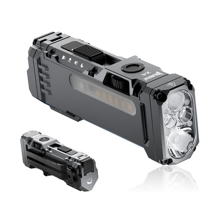 Flat Flashlight with RGB Light, 1500 Lumens Mini Flashlight with Tactical Switch and Magnetic,