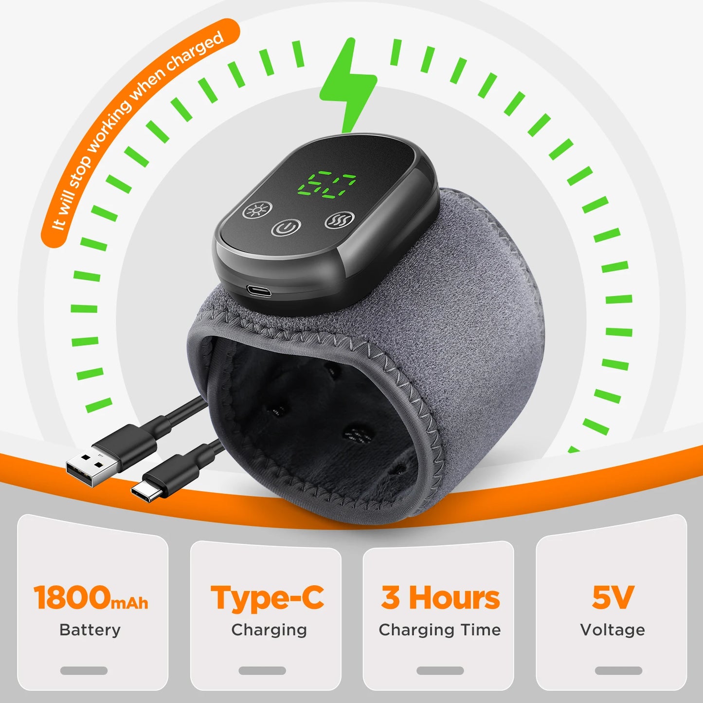 Cordless Wrist Hand Heated Vibration Massager