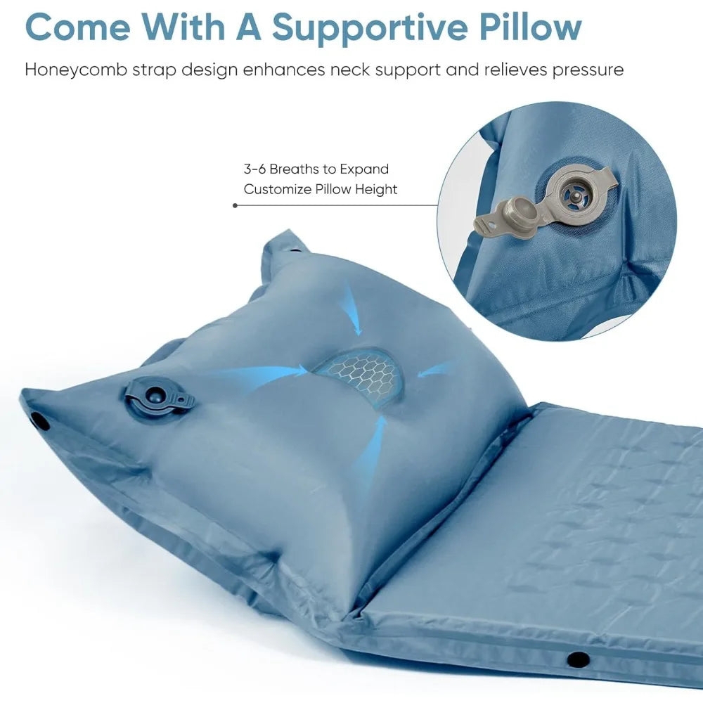 Portable Self-Inflating Sleep Pad with Pillow