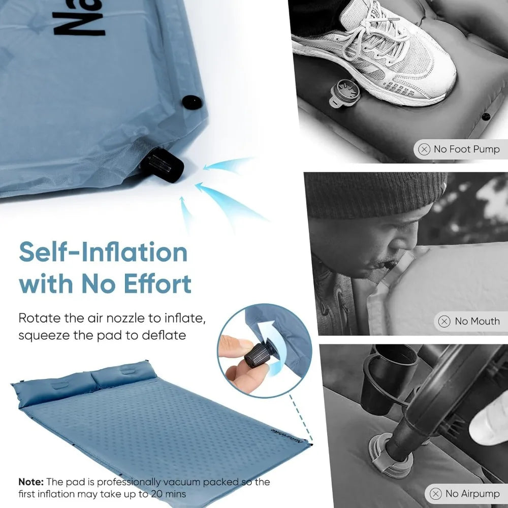 Portable Self-Inflating Sleep Pad with Pillow