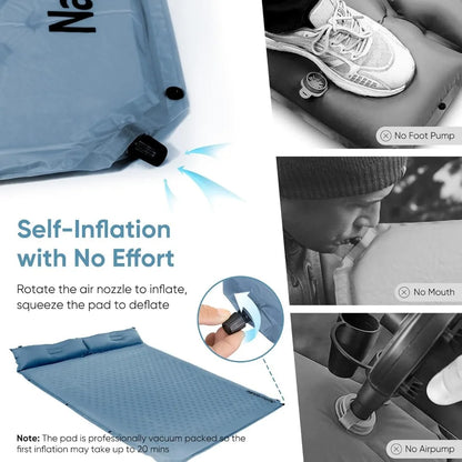 Portable Self-Inflating Sleep Pad with Pillow
