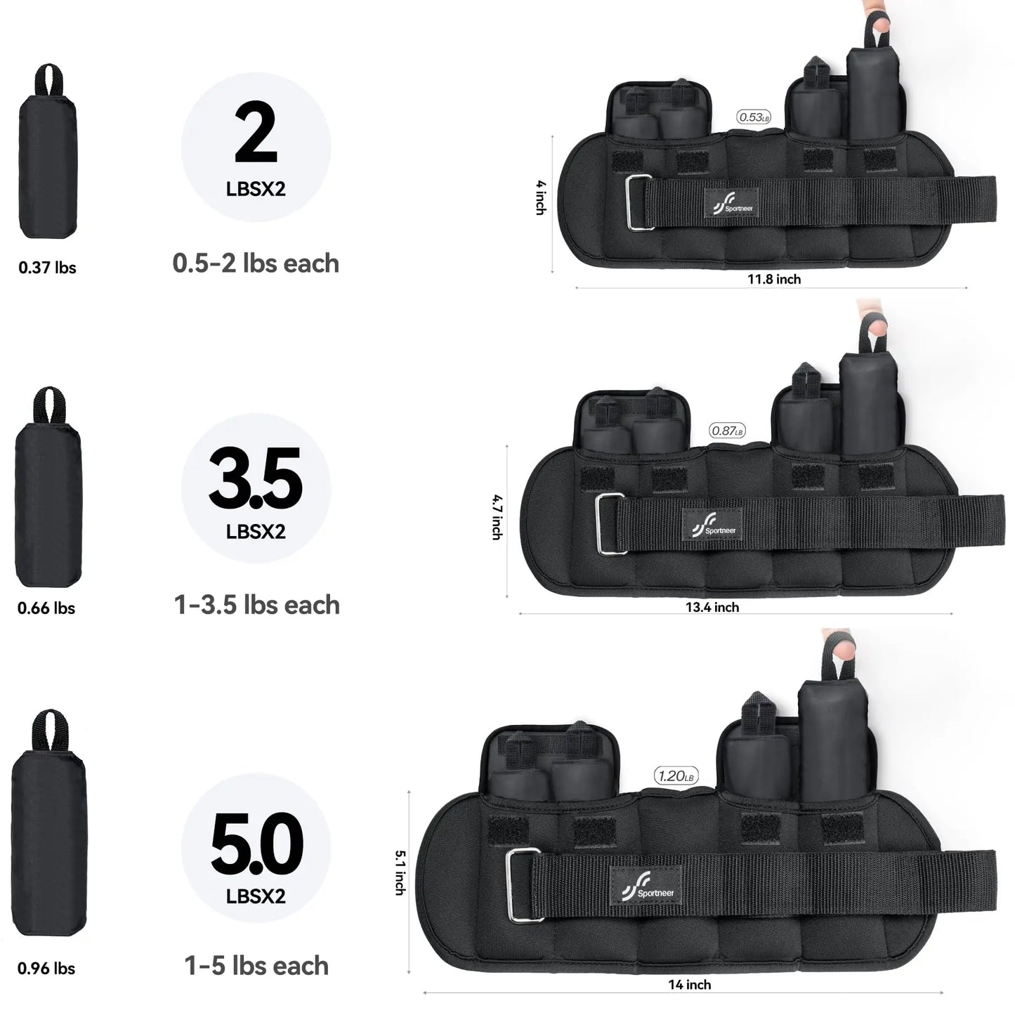 Adjustable Wrist and Ankle Weights for Women and Men