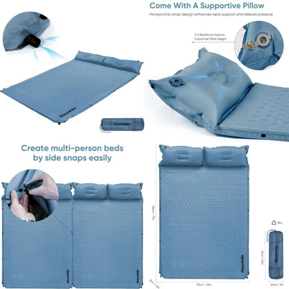 Portable Self-Inflating Sleep Pad with Pillow