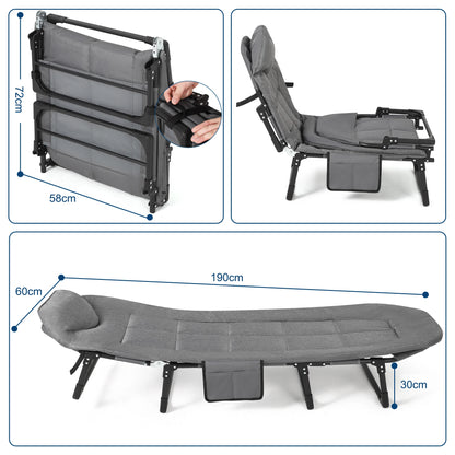 Portable Folding Bed with Cushion and Pillow