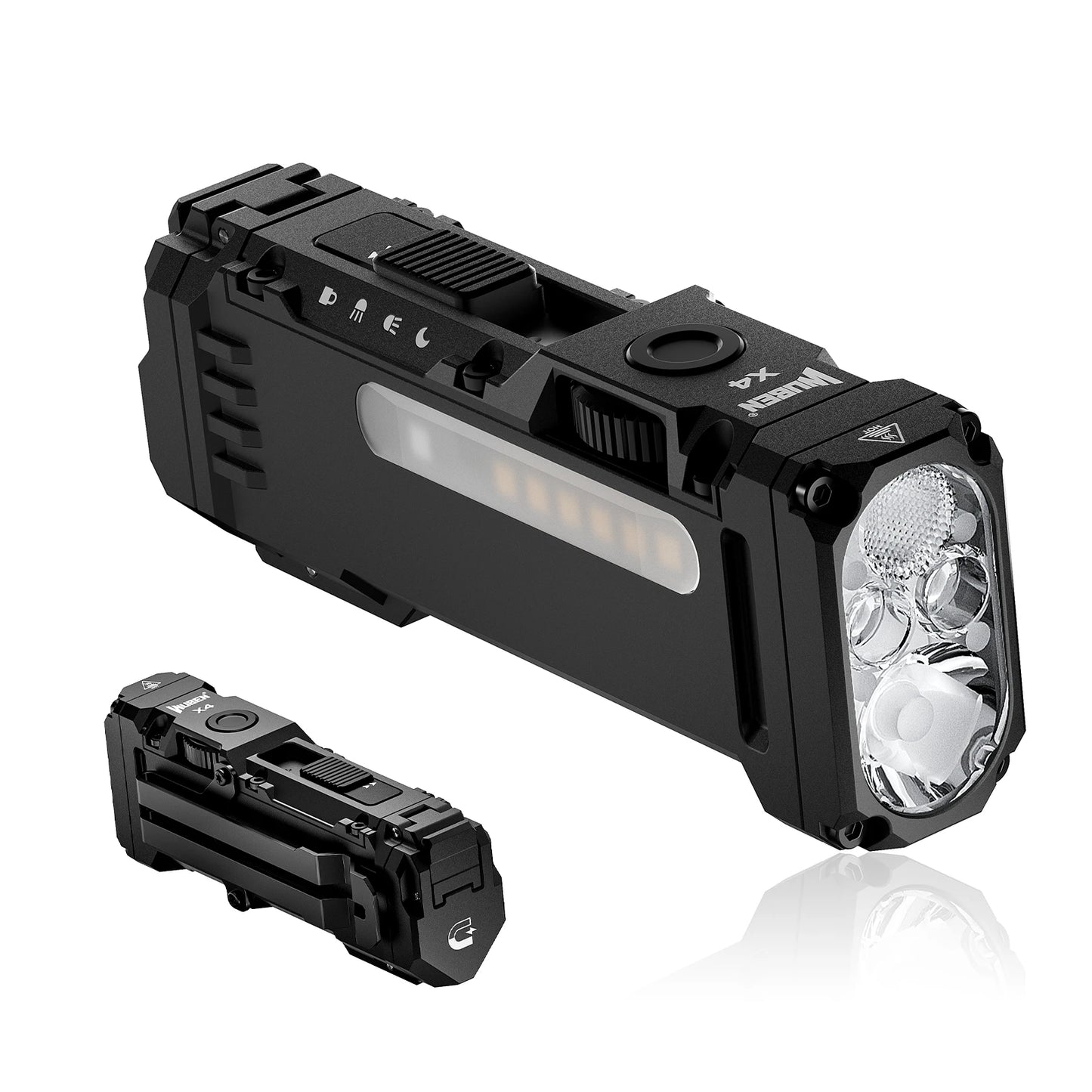 Flat Flashlight with RGB Light, 1500 Lumens Mini Flashlight with Tactical Switch and Magnetic,