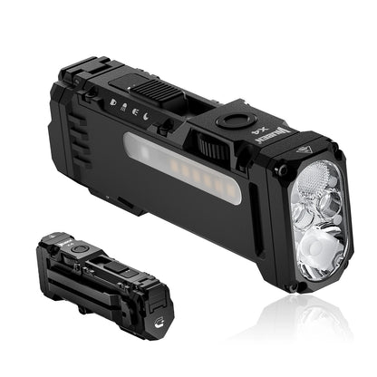 Flat Flashlight with RGB Light, 1500 Lumens Mini Flashlight with Tactical Switch and Magnetic,