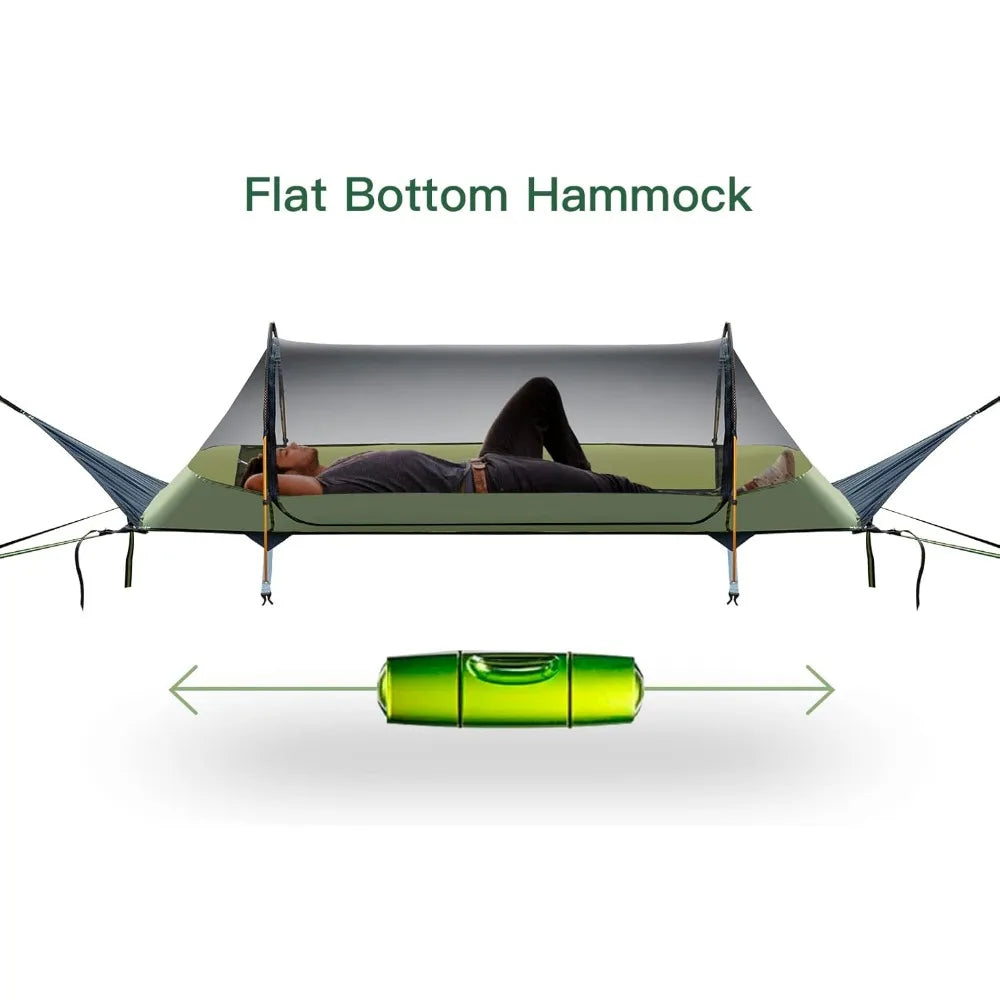 Flat Lay Hammock Tent with Trekking Poles for 1 Person Flat Lay Hammock