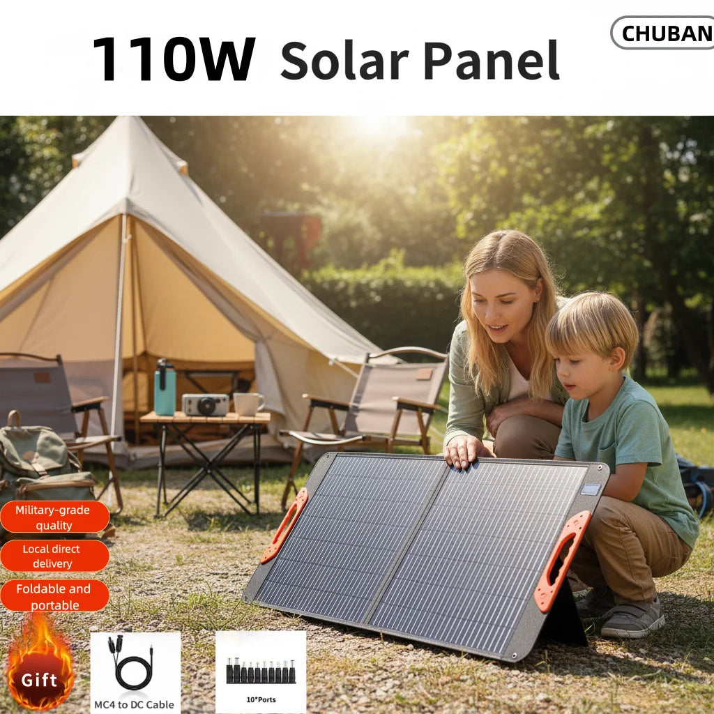 200W Foldable Solar Panel 110W Portable Solar Charger