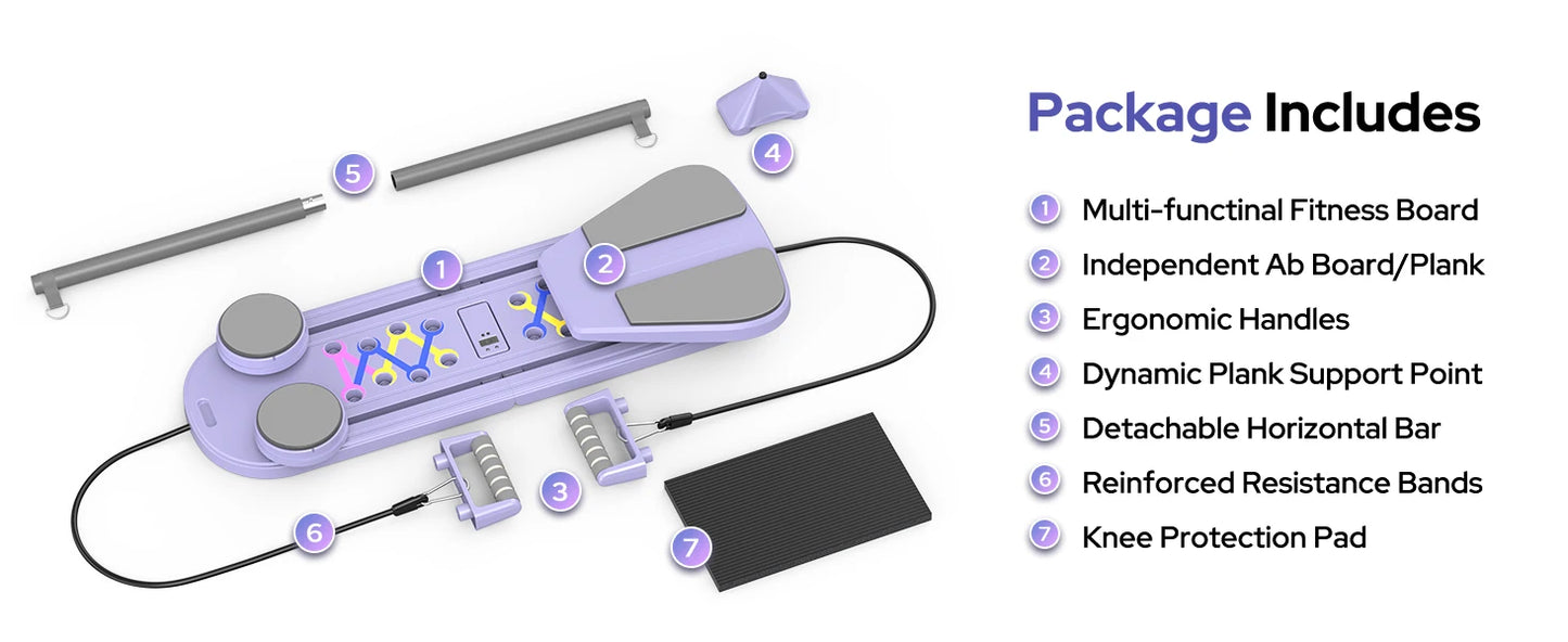 Foldable Pilates Reformer Set 7 in 1 Multi-Purpose