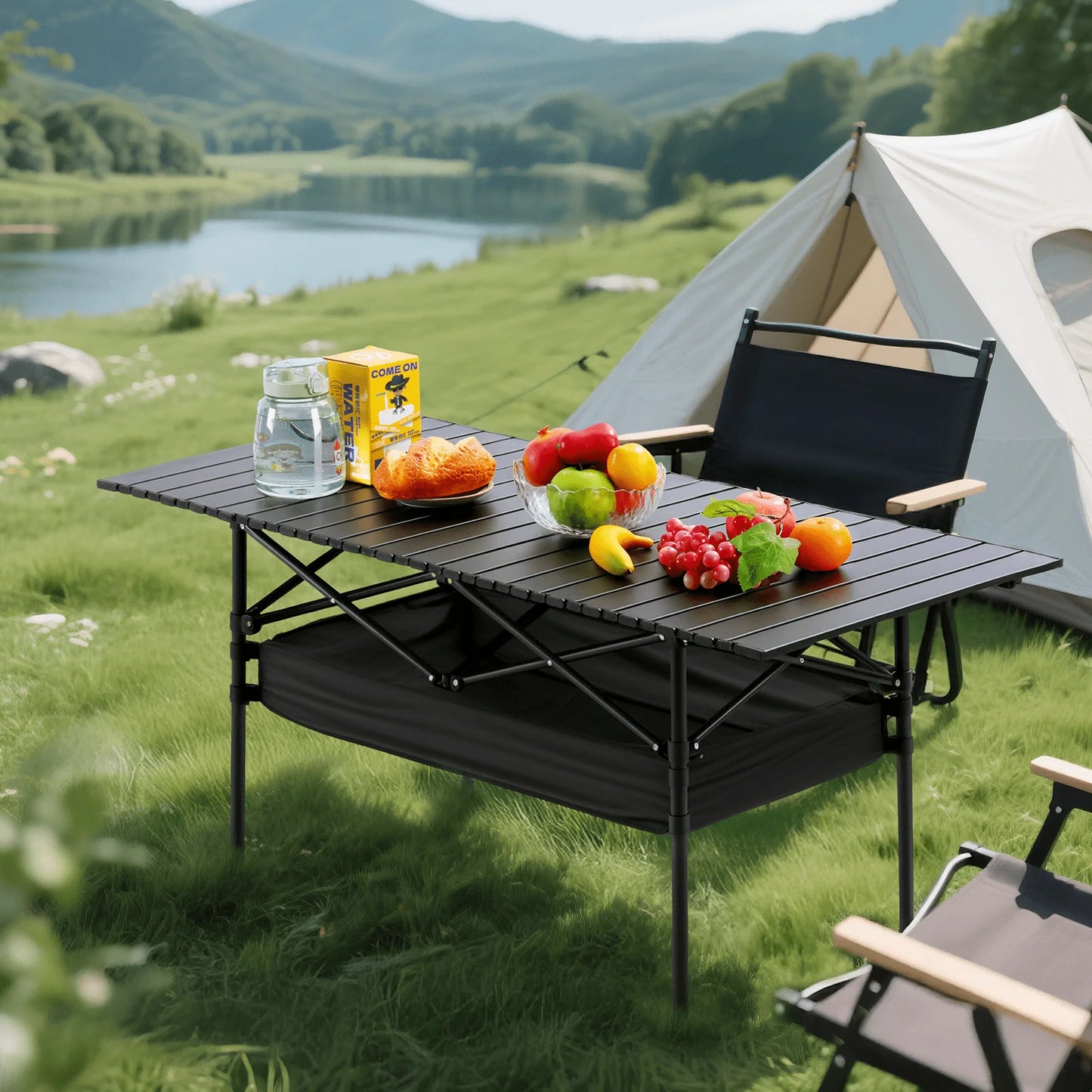 Camping Table, Fold Up Lightweight Portable Roll Up Aluminum