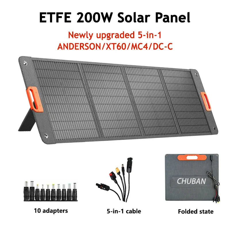 200W Foldable Solar Panel 110W Portable Solar Charger