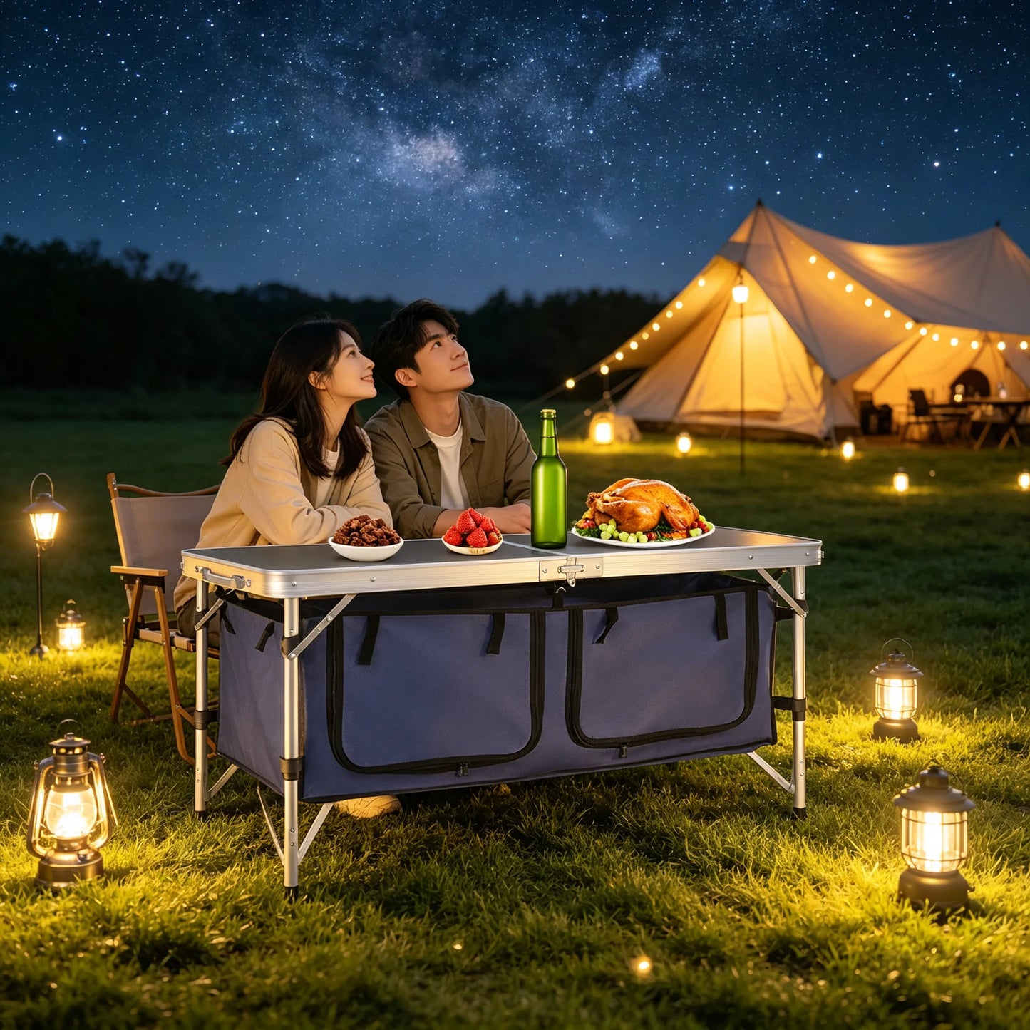 Portable Camping Table Folding Camping Table with Adjustable Legs