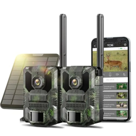 Hunting outdoor trail camera 2-pack: 2.5K HD, 4G LTE cellular with built-in SIM