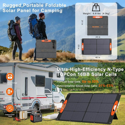 200W Foldable Solar Panel 110W Portable Solar Charger