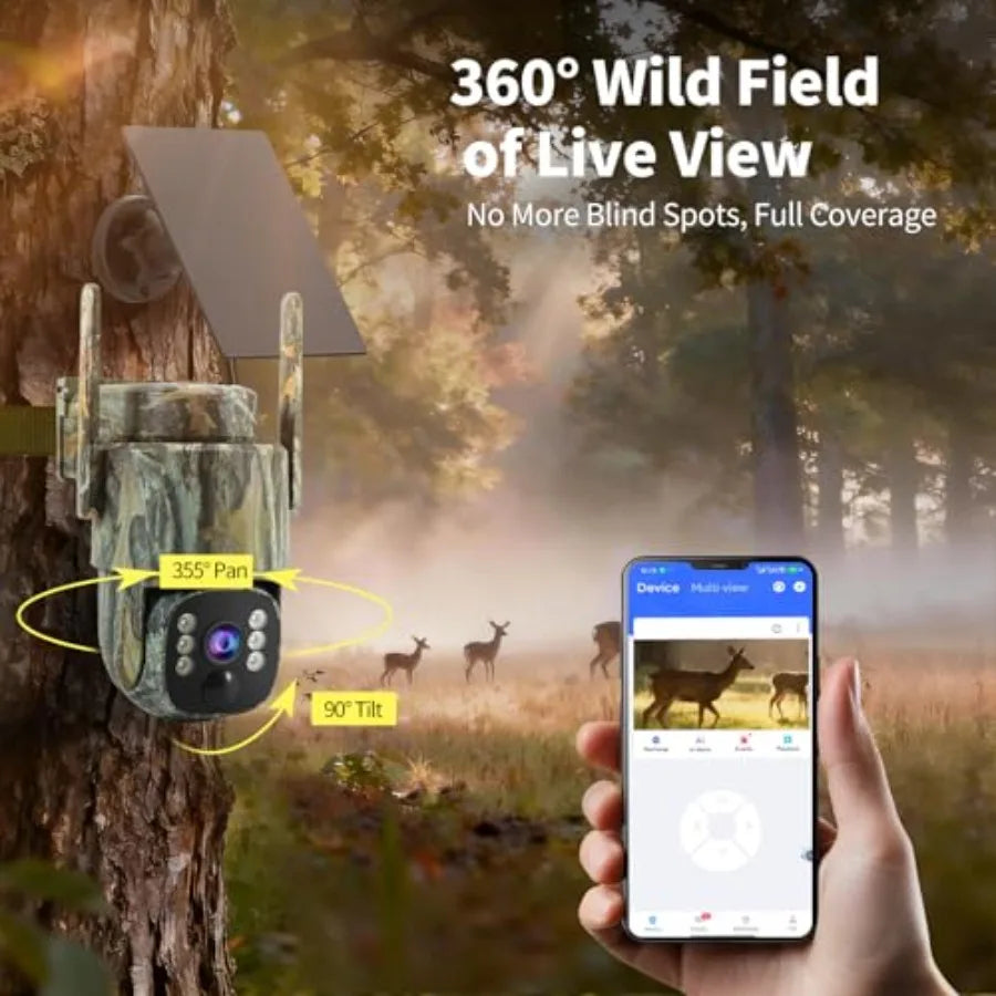 4G LTE cellular trail camera 2 pack , solar-powered ABS plastic body, black, 2K live streaming with 360