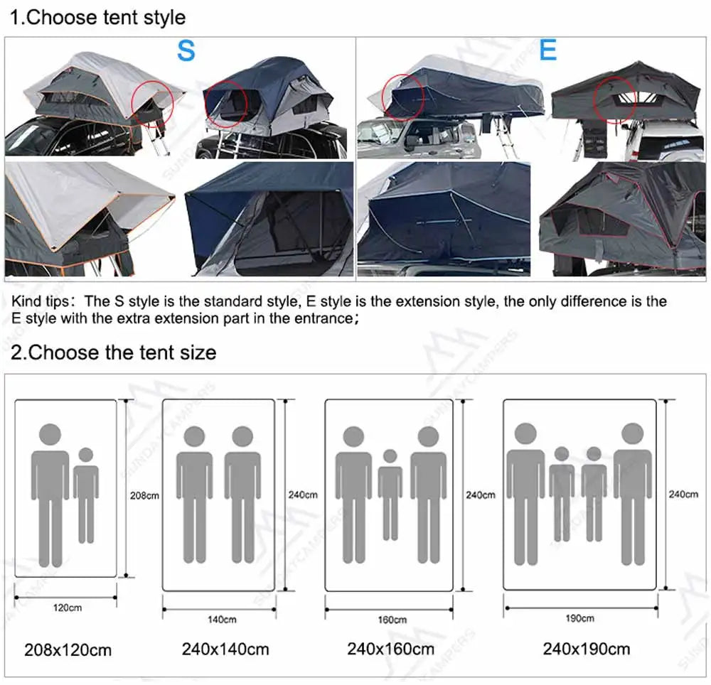 Tent For Offroad Camping 2-3 Person Car Roof Top Tent Vehicle Suv Roof With Ladder