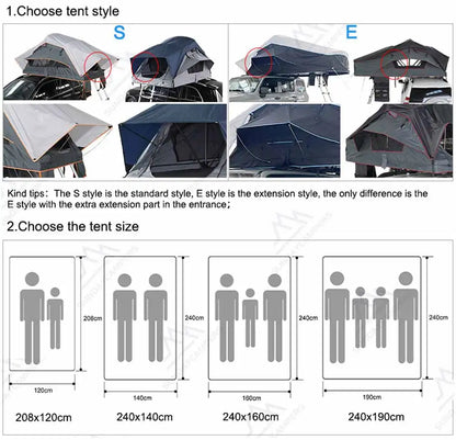 Tent For Offroad Camping 2-3 Person Car Roof Top Tent Vehicle Suv Roof With Ladder