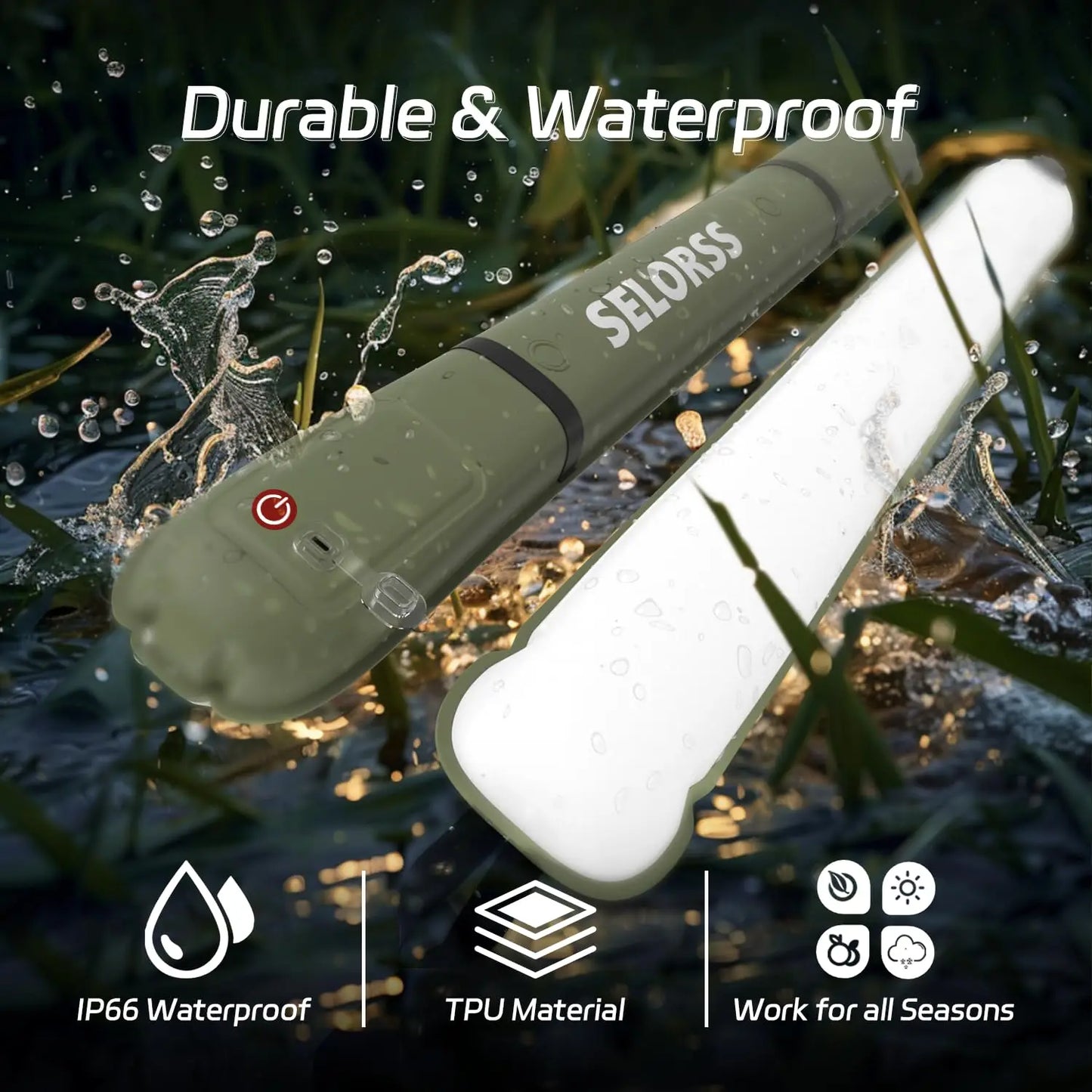 SELORSS Rechargeable Portable Light Waterproof 2000 mAh