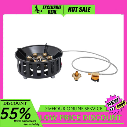 Portable Camping Stove Outdoor Gas Burner with 3 Adapters for Various Canisters