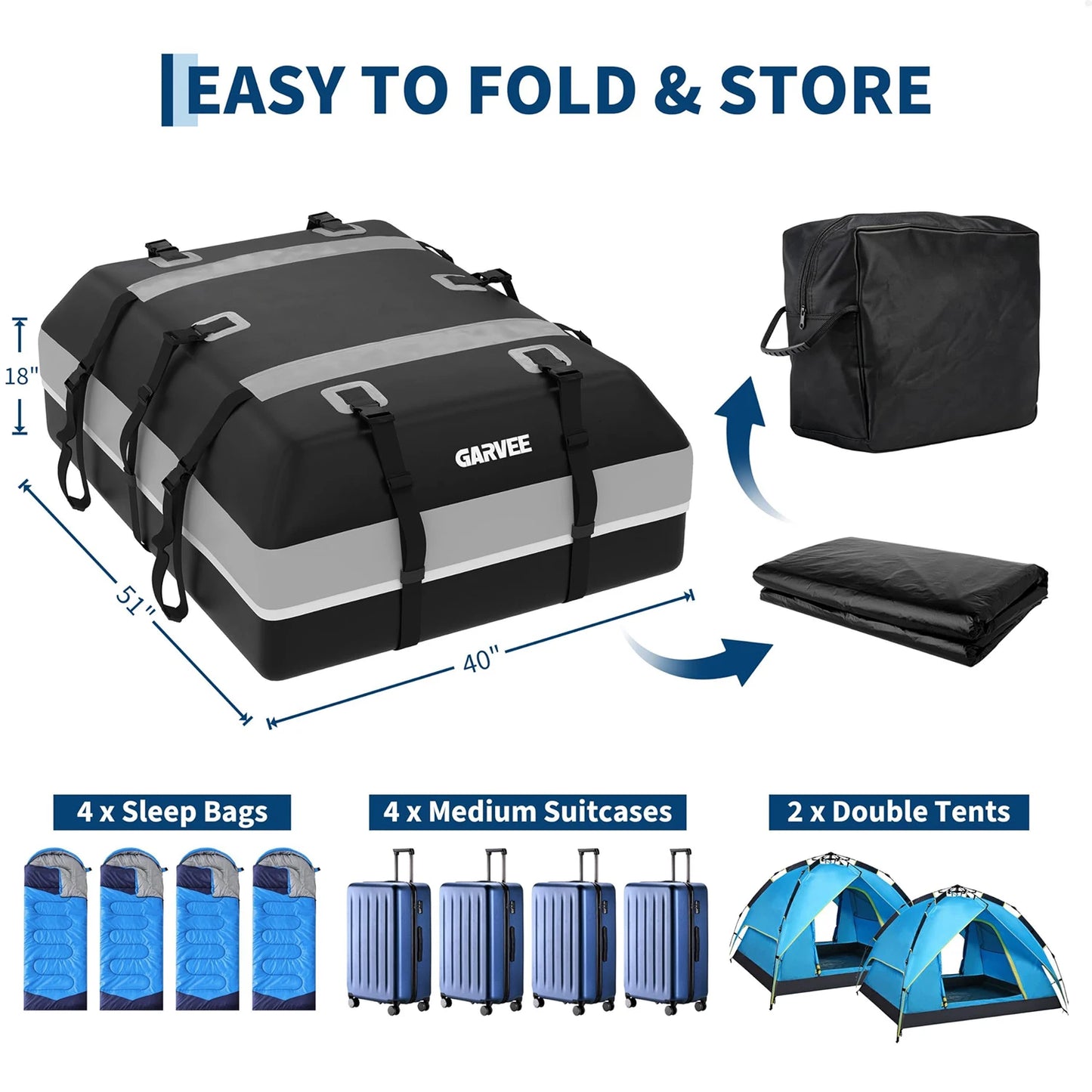 21 Cubic Feet Waterproof Car Rooftop Cargo Carrier Bag Soft Shell Roof