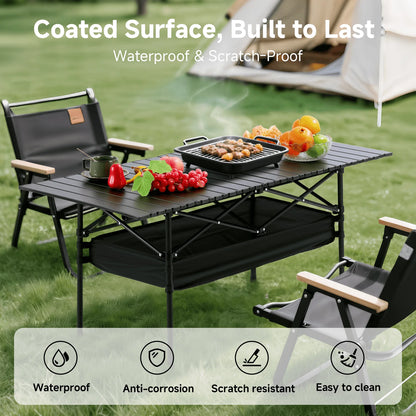 Camping Table, Fold Up Lightweight Portable Roll Up Aluminum