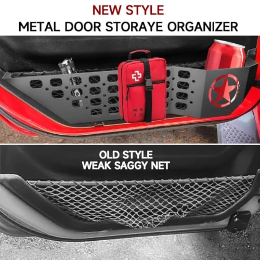 Metal Front Door Pocket Storage Box For Wrangler Door Pocket for Wrangler JL/JLU 4XE 2018-2025 and Gladiator JT (2020-2025