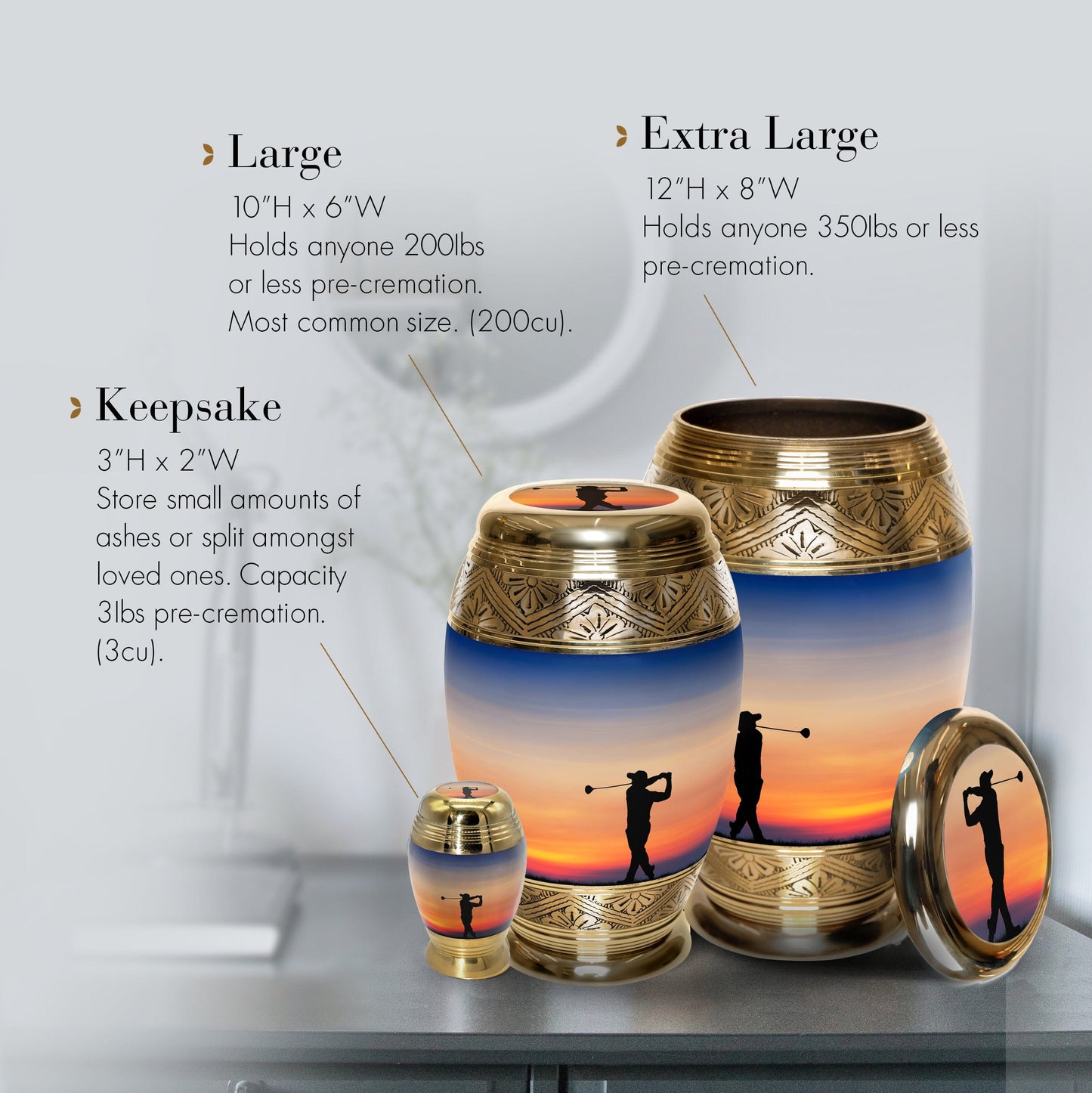 Fairway to Heaven Golf Cremation Urns for Human Ashes - Large Adult Funeral Urn