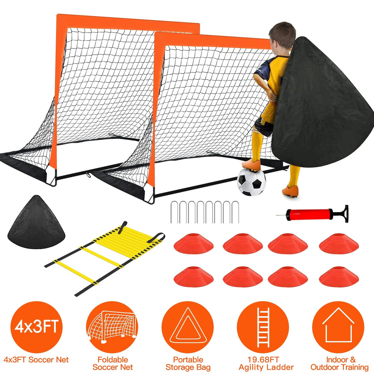 Gbruno Kids Soccer Training Set (4x3 ft Goal)